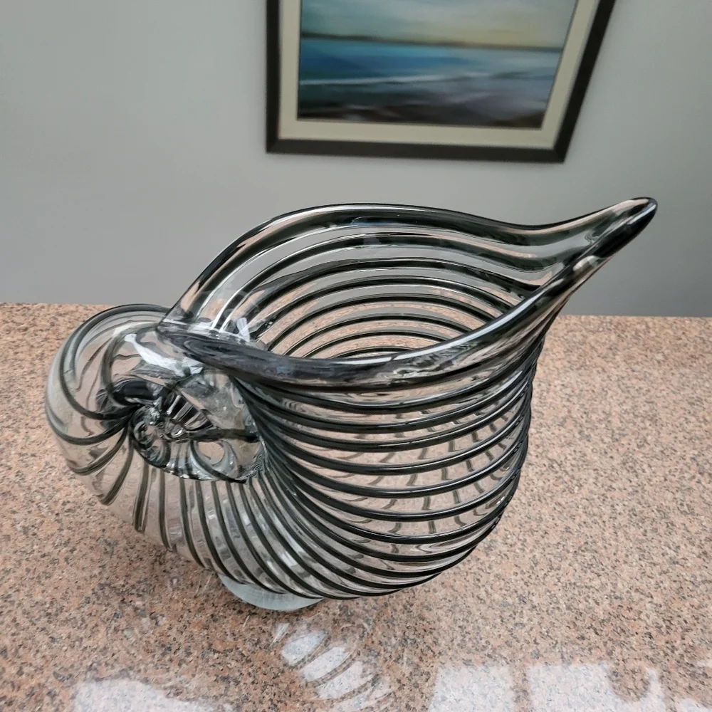 Murano Seashell Glass Vase Oversized Nautilus Sea Art Decor Nautical 🐚